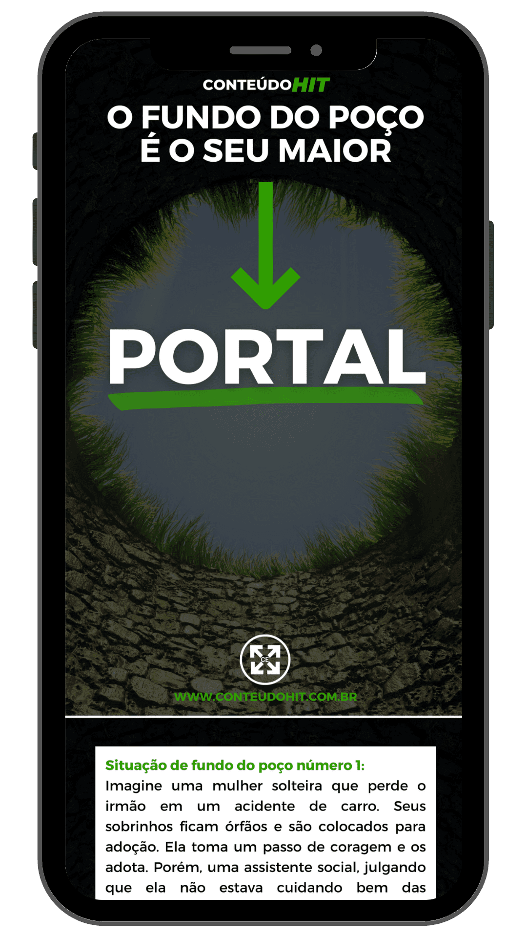 Livro digital (e-book) do portal ConteúdoHIT-desenvolvimento pessoal e lei da atração-O fundo do poço é o seu maior portal
